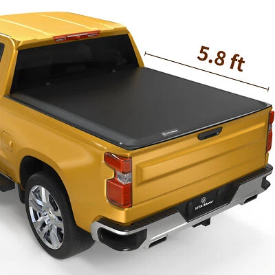 5.8 ft Bed Tonneau Cover Soft Roll Up for 19-26 Chevy Silverado GMC Sierra 1500 - Image 1 of 4