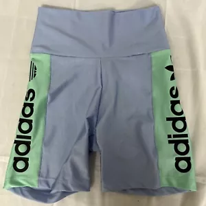 Pantalones Cortos Adidas Originales Para Mujer Alto Brillo, Azul Amanecer, X-Pequeños - Imagen 1 de 5
