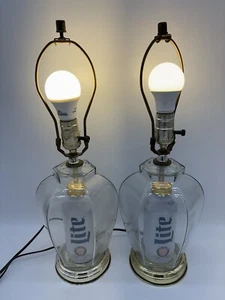 2 Miller Lite Aluminum Beer Bottle & Glass Lamps Mancave Barware no shades WORKS - Picture 1 of 10