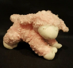 GUND Lamb 7" Plush Internal Rattle Soft Pink Sleeping Lovey Soother Baby Sheep - Picture 1 of 12