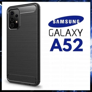 COVER CARBON PER SAMSUNG GALAXY A52 CUSTODIA NERA OPACA IN TPU MORBIDA ANTIURTO - Foto 1 di 4