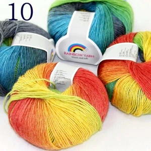 Sale 4Ballsx50gr Rainbow Blankets Rug Shawl Cashmere Wool Hand Crochet Yarn 10 - Picture 1 of 12