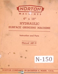 Máquina rectificadora de superficie Norton de 6"" x 18", servicio de operaciones y manual de piezas - Imagen 1 de 5