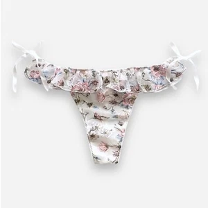 Victoria’s Secret Underwear Panties Panty Thong XL Floral Mesh Bows New - Picture 1 of 5