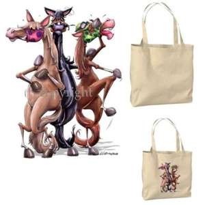 Bolso de Mano Race Horse Trio Inside Track Broma Dibujos Animados Artista Lona Mercado de Comestibles - Imagen 1 de 3