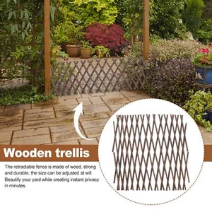 Wooden Garden Fencing Trellis Retractable Plant Lattice for Climbing Plants - Picture 1 of 7