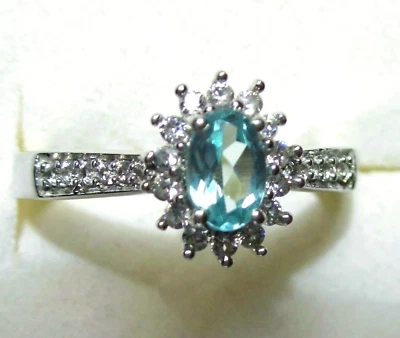 Paraiba Blue Apatite & Zircon Ring / size 10 / 925 Sterling Silver / 0.84 ct - Image 1 of 4