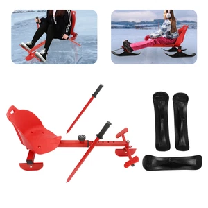 Schneeschlitten mit Zugseil & 2* Schlittschuhstöcke, Schnee- und Schlittschuh verstellbarer Sitz - Bild 1 von 23