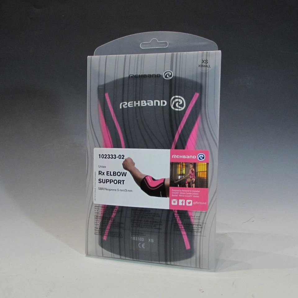 Rehband 102333-02 Rx Elbow Support (Black/Pink, XS) 5mm/3mm - Image 1 of 4