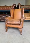JOHN LEWIS TETRAD COMPTON LARGE LEATHER HIGH BACK CHESTERFIELD ARMCHAIR 🚚 🇬🇧