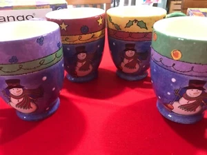 Sango Sweet Shoppe Weihnachten 4 Schneemann skurrile Kaffee Tee Tassen Sue Zipkin - Bild 1 von 5