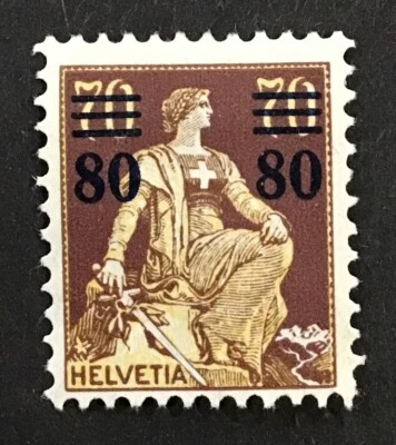 Switzerland 1915 VF MH Sc#189, 80c on 70c,  Cv$37.     (W3) - Image 1 of 2