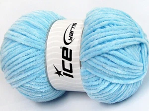 4-Skein Lot Chenille Baby Light Yarn 4x100g/175m Light Blue - Picture 1 of 4