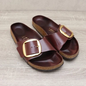 Birkenstock Madrid Big Buckle Chocolate Patent Leather Sandals EU40, L9, M7 $150 - Picture 1 of 12
