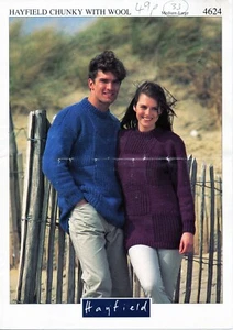 ~ Hayfield Knitting Pattern For Lovely Round Neck Patchwork Sweater ~ Med/Large - Picture 1 of 1