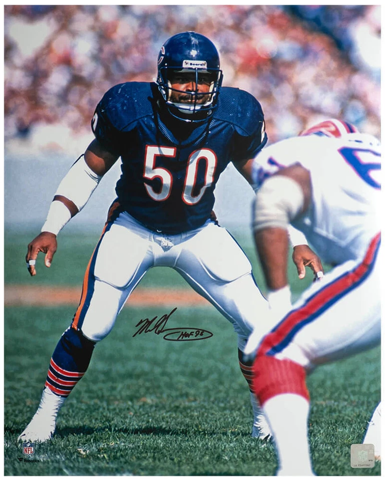 Camiseta deportiva firmada por Mike Singletary de los Chicago Bears de la Marina foto de 16x20 con HOF'98 - (CERTIFICADO DE AUTENTICIDAD SS) Foto 1 de 1