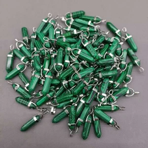 Wholesale 100pcs Artificial Malachite Stone Pendants Hexagonal Pillar Pendulum - Picture 1 of 6