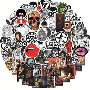 100 Rock Stickers Lot Heavy Metal Punk Band Music Guitar Car Decals Skateboard - Picture 1 of 12