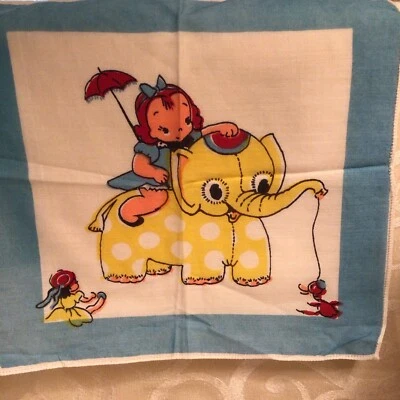 Child’s Vintage Handkerchief Umbrella Girl With Her Elephant - Imagem 1 de 2