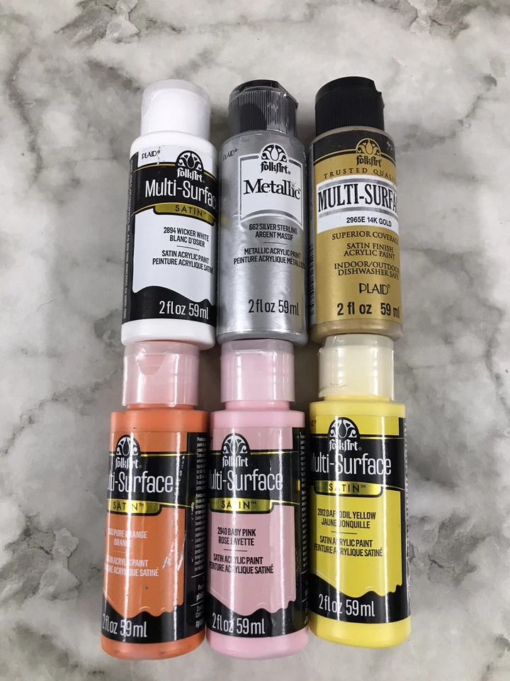 FolkArt Plaid MultiSurface Satin Acrylic Paint 2 Fl Oz Bundle 4 Pk Colors