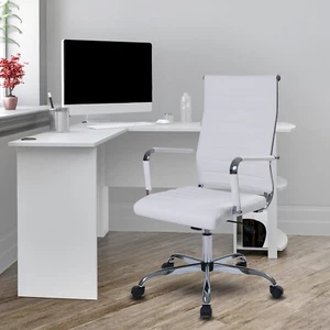 Ergonomic PU Office Chair Executive Computer Chair w/Height Adjustable Seat Home - Picture 1 of 12