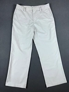 Adidas Golf Pants Mens 35x29 Khaki Pinstripe Flat Front Golf Classy Preppy READ - Picture 1 of 11
