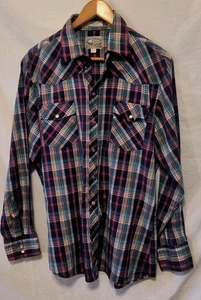 Camicia Vintage Nuova Frontier Big Yank Pearl Snap Uomo Grande Plaid Western - Foto 1 di 9