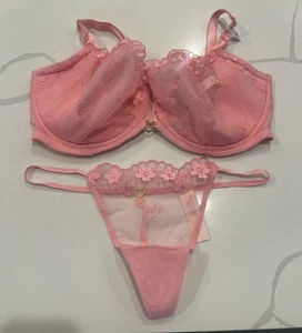 Victoria’s Secret DA Wicked Balconette BH & Tanga Höschen Set Pink 38G/Lg Neu mit Etikett - Bild 1 von 3