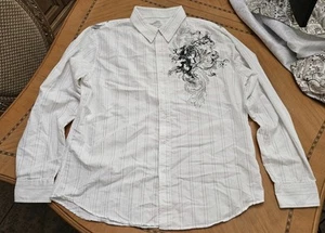 Machine Long Sleeve Button Down Shirt White Griffen Graphics Vintage VTG XL  - Picture 1 of 6