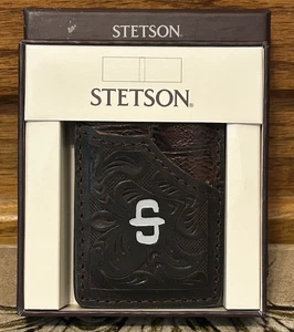 STETSON Western Braun Leder Magnet Bargeld Geldklammer Geldbörse Neu in Box - Bild 1 von 8