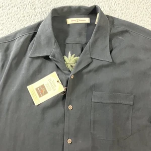 Tommy Bahama Shirt Mens Large Black Silk Camp Original Edition Back To Paradise - Picture 1 of 8