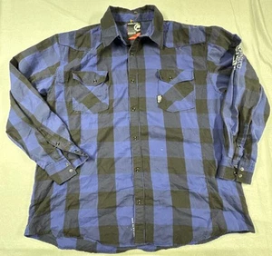 Ecko Unltd Mens Shirt 4XL Purple and Black Plaid Long Sleeve Sleeve Embroidery - Picture 1 of 10