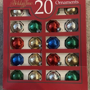Vintage Box 20 Red Glass Christmas Ornaments Holiday Time Made In USA Rauch G1 - Picture 1 of 3