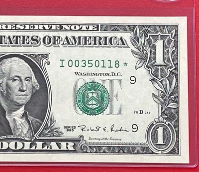 1995 STAR NOTE $1 DOLLAR ( MINNEAPOLIS ) Uncirculated - Image 1 of 3