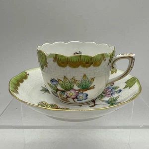 Herend Hungary Hand Painted Queen Victoria Tea Cup & Saucer Florals Butterflies - Picture 1 of 10