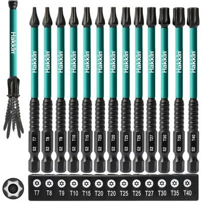 Torx Bits Set Lang 13 Stück 100 mm Bitsatz für Akkuschrauber 1/4" Torx Schrau... - Bild 1 von 4