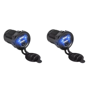 2pcs Dual USB Car Charger Dual USB Outlet Fast Charger Phone Charger with - Photo 1 sur 12