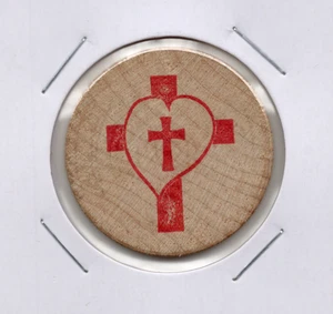 Cross In My Pocket Christian Prayer Inspirational "Wooden Nickel" In 2x2 Holder - Picture 1 of 2