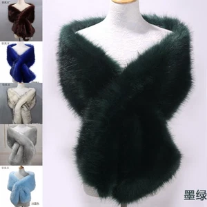 Women's Prom Faux Fur Knitted Cape Stole Wedding Shawl Wraps Winter Autumn - Picture 1 of 13