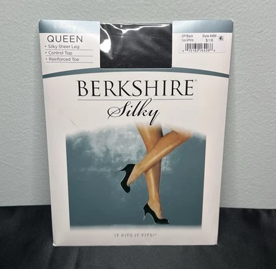 Berkshire Queen Style Silky Sheer Leg Pantyhose Control Top Off Black Q/Petite - Image 1 of 4