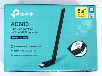 TP-Link AC600 Archer T2U Plus High Gain Boost Wireless Dual-Band USB Adapter - Image 1 of 4