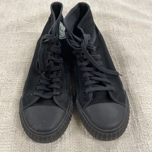 Scarpe sneakers vintage PF Flyers zeppa rigida alta tela nera taglia uomo 9  - Foto 1 di 11