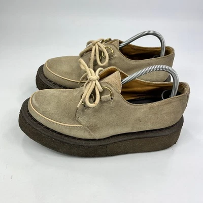 Robot George Cox Creepers Mujer Planos Beige Gamuza Reino Unido 5 Zapatos con Plataforma con Cordones Foto 1 de 4