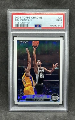 2003 TOPPS CHROME REFRACTOR #21 TIM DUNCAN PSA 9 HOF SPURS - Image 1 of 2