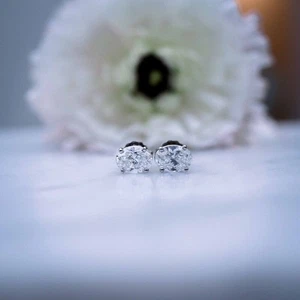 14K Weißgold Damen Ohrstecker Zertifiziert Diamant Ohrringe Lab Grown Oval... - Bild 1 von 11