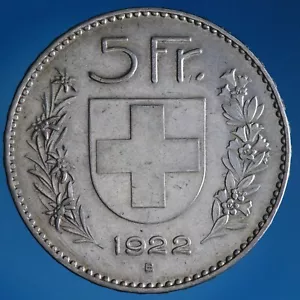 SVIZZERA 5 FRANCHI 1922 B SILVER COIN ARGENTO qSPL MONETE DA COLLEZIONE - Foto 1 di 2