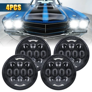 4PCS 5.75 5-3/4" 80W Black LED Headlights DRL For Chevy Impala Bel Air El Camino - Picture 1 of 11