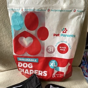 Pañales lavables premium para perros Pet Parents 2 talla XL, macho o hembra, negros, nuevos - Imagen 1 de 7