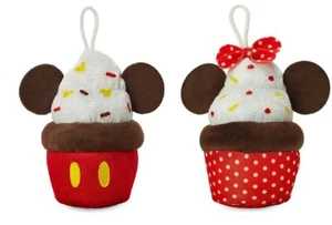 Disney Mickey & Minnie Mouse Cupcake Plush Christmas Ornament 2pc Set kids Toy - Picture 1 of 3