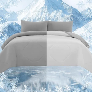 Cooling Comforter Set Queen Size, Luxury Soft Silky Double Sided Cooling Blanket - Picture 1 of 7